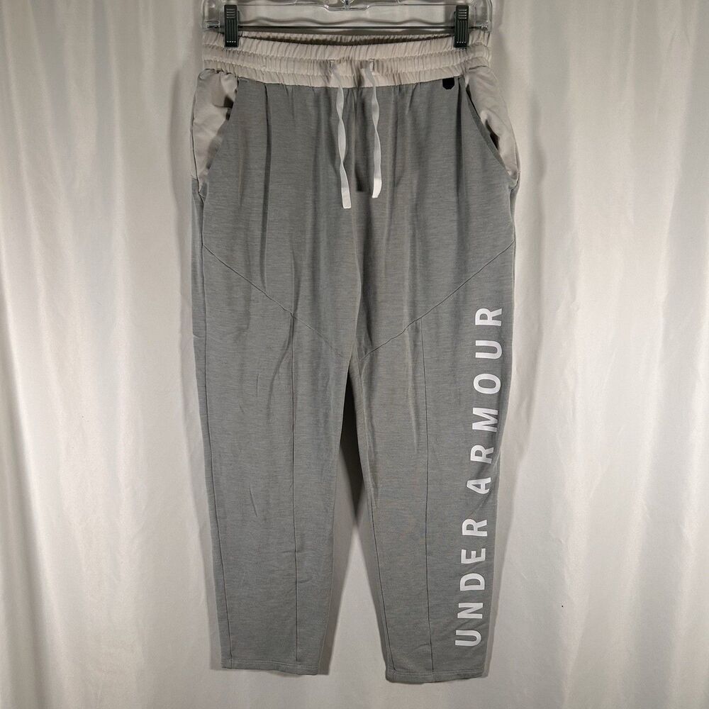 Under Armour Joggers Womens Medium Grey Pull On Drawstring Pockets Graphic Print